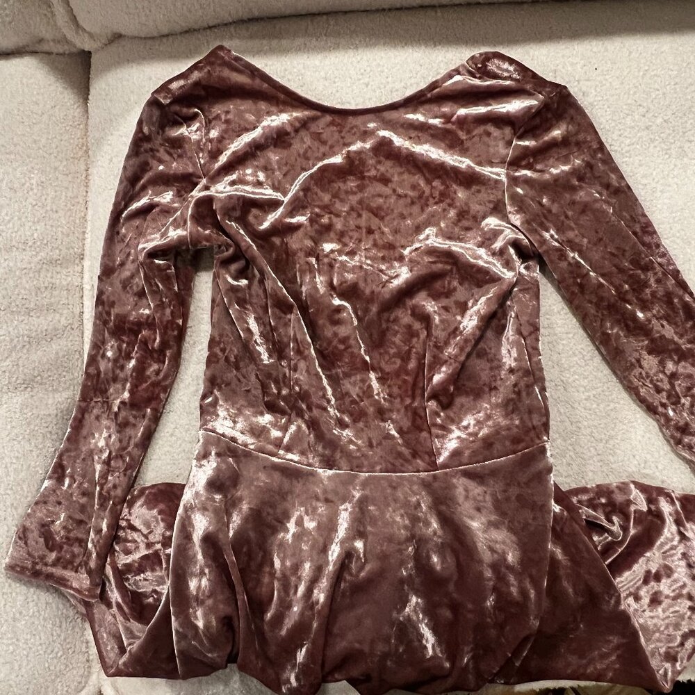 Topshop Pink Velvet Scoopback Skater Dress